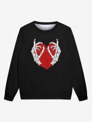Gothic Skeleton Hand Broken Heart Print Pullover Sweatshirt For Men -  