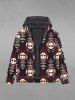 Gothic Skulls Leafs Print Zipper Pocket Fleece Lining Hoodie For Men -  