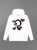 Gothic Cute Skull Duck Heart Print Pocket Drawstring Fleece Lining Pullover Hoodie For Men -  