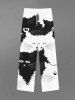 Pantalon de Survêtement à Jambe Large avec Cordon de Serrage à Imprimé Chat Gothique pour Hommes - Noir 8XL