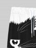 Gothic Cut Cat Print Drawstring Pull On Wide Leg Sweatpants For Men -  