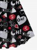 Plus Size Heart Lip Plaid Letters Diamond Print Valentines A Line Tank Dress -  