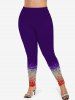 Plus Size Ombre Colorblock Sparkling Sequin Glitter 3D Print Leggings -  