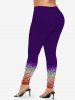 Plus Size Ombre Colorblock Sparkling Sequin Glitter 3D Print Leggings -  