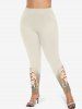 Plus Size Cats Flowers Glitter Sparkling Sequin 3D Print Leggings -  