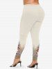 Plus Size Cats Flowers Glitter Sparkling Sequin 3D Print Leggings -  