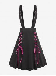Plus Size Heart Buckles Lace Up Suspender Skirt -  