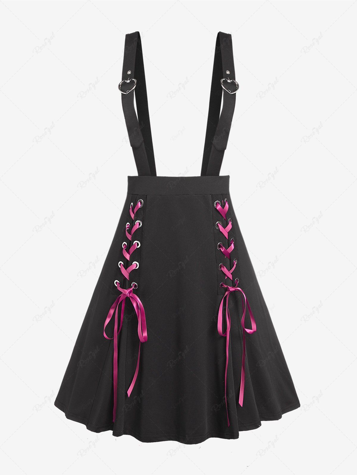 Outfit Plus Size Heart Buckles Lace Up Suspender Skirt  