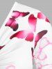 Plus Size Ombre Butterfly Print U Ring Buckle Cinched A Line Skirted Short Sleeves T-shirt -  