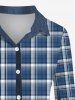 Plus Size Turn-down Collar Plaid Printed Ombre Buttons Long Sleeves Shirt -  