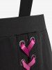Plus Size Heart Buckles Lace Up Suspender Skirt -  
