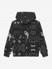 Gothic Sun Moon Star Galaxy Astronaut Planet Print Pocket Zipper Fleece Lining Hoodie For Men -  