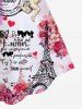 Plus Size Rose Flower Heart Colorblock Cupid Letters Eiffel Tower Print Valentines A Line Tank Dress -  