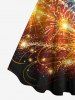 Plus Size New Year Colorful Fireworks Glitter 3D Print Tank Party Dress -  