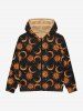 Gothic Sun Moon Star Face Print Zipper Pocket Fleece Lining Hoodie For Men -  