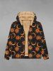 Gothic Sun Moon Star Face Print Zipper Pocket Fleece Lining Hoodie For Men -  
