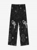 Gothic Stars Planet Eye Galaxy Astronaut Print Drawstring Wide Leg Sweatpants For Men -  
