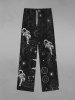 Pantalon de Survêtement à Cordon de Serrage à Imprimé Astronaute et Galaxie Style Gothique pour Hommes - Noir 8XL
