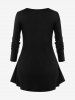 Plus Size 3D Glitter Cat Moon Sea Print Ombre Long Sleeves T-shirt -  