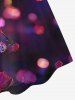Plus Size Glitter Sparkling Rhinestone Rose Flower Leaf Print Valentines Ombre A Line Tank Dress -  
