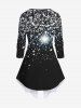 Plus Size Chain Bowknot Stars Sparkling Sequin Glitter 3D Print 2 In 1 T-shirt -  