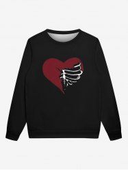 Sweat-shirt Imprimé Squelette et Coeur Saint-Valentin à Manches Longues - Noir L