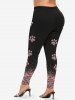 Valentine's Day Cat Glitter 3D Printed Raglan Sleeve T-shirt and Leggings Plus Size Outfits -  