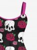 Gothic Skulls Rose Flower Print Valentines A Line Tank Dress -  
