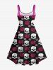 Gothic Skulls Rose Flower Print Valentines A Line Tank Dress -  
