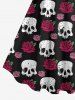 Gothic Skulls Rose Flower Print Valentines A Line Tank Dress -  