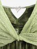 Plus Size Glitter Heart Chain Open Crochet Twist Tie Dye 2 in 1 Short Sleeves Top -  