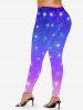 Plus Size Stars Galaxy Print Ombre Skinny Leggings -  