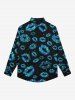 Gothic Turn-down Collar Glitter Sparkling Lip Galaxy Printed Buttons Shirt For Men -  