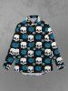 Gothic Turn-down Collar Skulls Rose Flower Print Buttons Shirt For Men -  