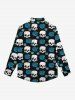 Chemise Gothique Imprimé Rose et Crâne à Col Rabattu avec Boutons pour Homme - Noir 7XL