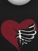 Sweat-shirt Imprimé Squelette et Coeur Saint-Valentin à Manches Longues - Noir 8XL