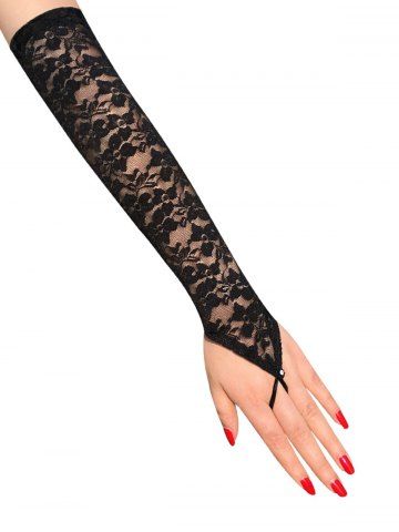 Fingerless Lace Party Gloves Bridal Long Black Gloves