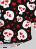 Chemise Gothique en Forme de Cœur Crâne Imprimée à Col Relevé avec Boutons pour Homme - Noir M