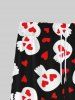 Gothic Skulls Heart Print Valentines Drawstring Wide Leg Sweatpants For Men -  