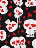 Gothic Skulls Heart Print Valentines Drawstring Wide Leg Sweatpants For Men -  