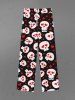 Gothic Skulls Heart Print Valentines Drawstring Wide Leg Sweatpants For Men -  