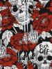 Gothic Skulls Skeleton Hand Rose Flower Letters Print Valentines Drawstring Wide Leg Sweatpants For Men -  