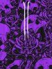 Gothic Skulls Rose Flower Print Valentines Drawstring Wide Leg Sweatpants For Men -  