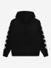 Gothic Cat Heart Print Valentines Pocket Zipper Drawstring Fleece Lining Hoodie For Men -  