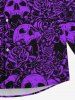 Gothic Valentine's Day Skulls Rose Flowers Print Button Down Shirt For Men -  