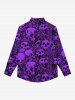 Gothic Valentine's Day Skulls Rose Flowers Print Button Down Shirt For Men -  