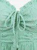 Plus Size Cinched Hollow Out Embroidery Eyelet Ruffles Asymmetrical Crisscross Textured Tank Top -  