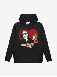 Gothic Handcuff Magician Heart Letters Print Valentines Pocket Drawstring Fleece Lining Pullover Hoodie For Men -  