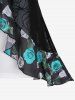 Plus Size Rivet Lace Trim Cami Top and Rose Flower Mesh Floral Ruffles Chiffon Trim Tie Tulip Top -  