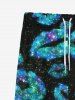 Gothic Glitter Lip Galaxy Print Valentines Drawstring Wide Leg Sweatpants For Men -  
